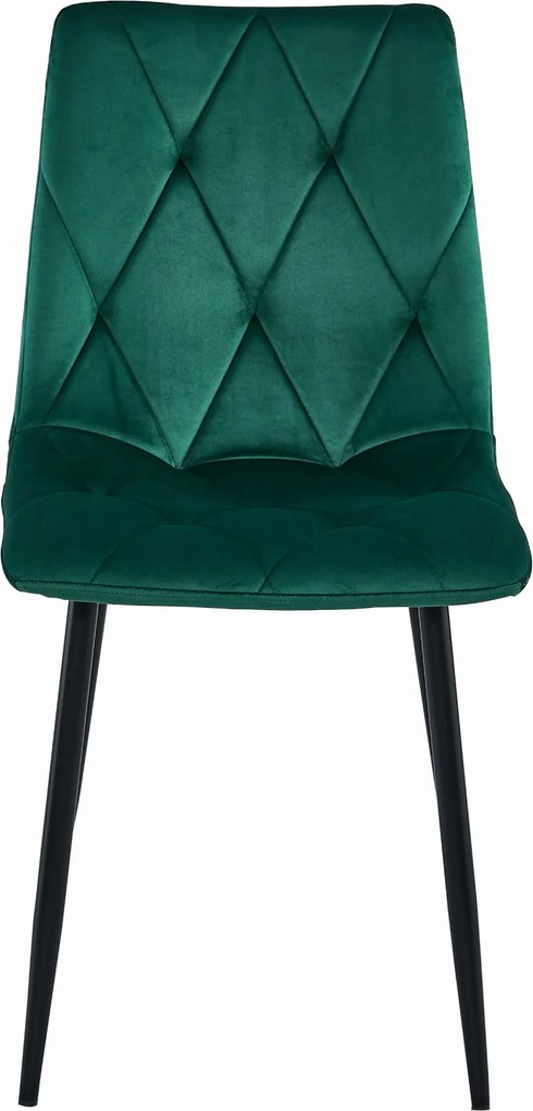 AKCIÓ Sötétzöld bársonyos étkezőszék LIBRA fekete lábakkal II. osztály