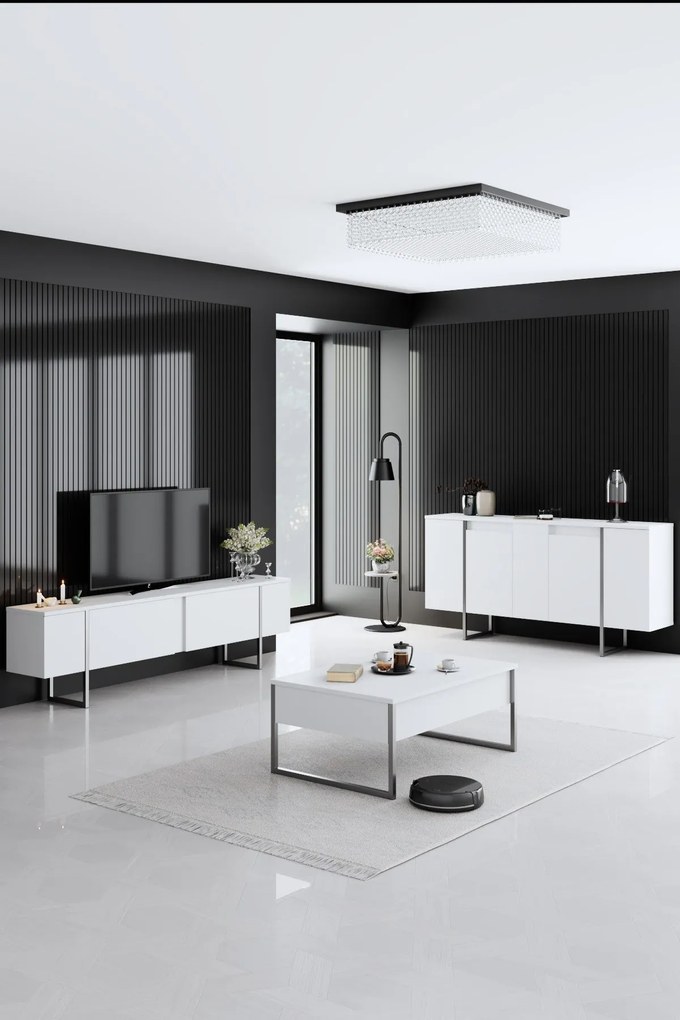 Dohányzóasztal Luxe - White, Silver