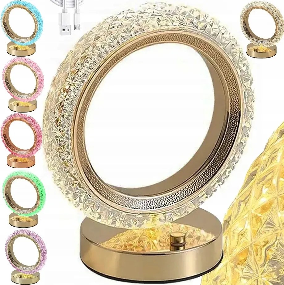 Kristály Éjjeli Lámpa Led Rgb Usb Gyűrű Hálószobába, Irodába