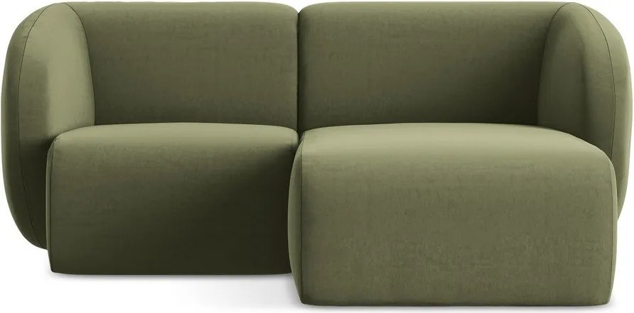 Zöld bársony sarokkanapé (jobb oldali-heverő résszel) Lani – Makamii