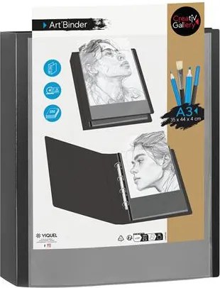 Gyűrűs könyv, 4 gyűrű, 40 mm, A3, PP, VIQUEL Creative Gallery, fekete (IV556005)