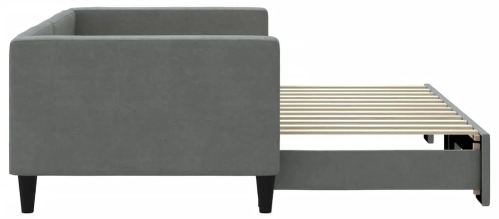 sötétszürke kihúzható szövet heverő 90 x 200 cm