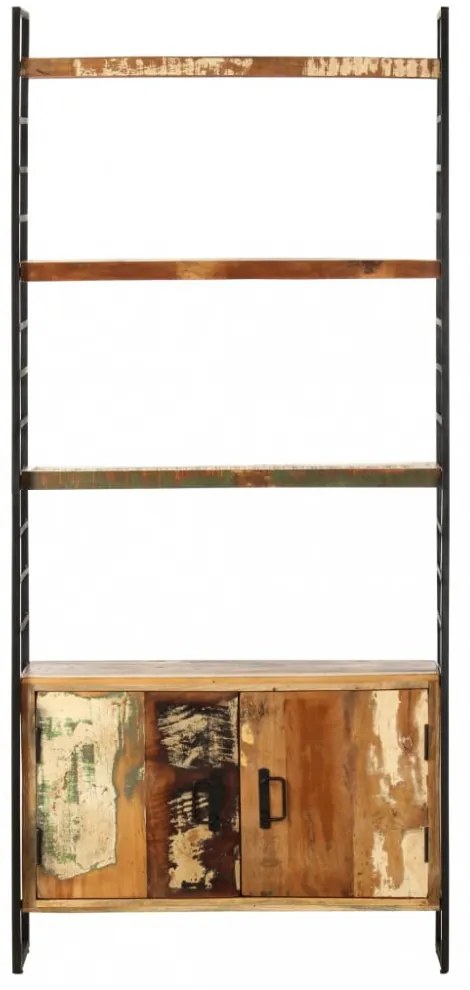 4 szintes tömör újrahasznosított fa könyvespolc 80x30x180 cm
