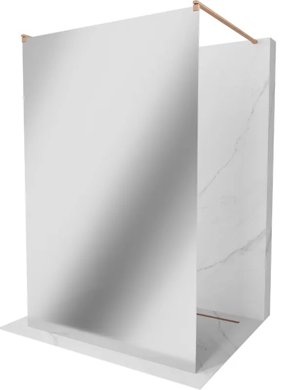 Mexen Kioto, Walk-In zuhany paraván 100 x 200 cm, 8 mm tükörmintás üveg, réz matt profil, 800-100-002-65-50