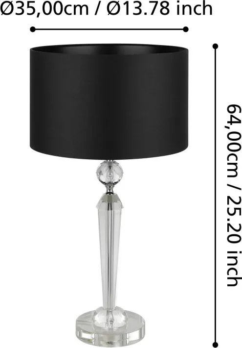 Asztali Lámpa Fekete PASIANO EGLO 390158