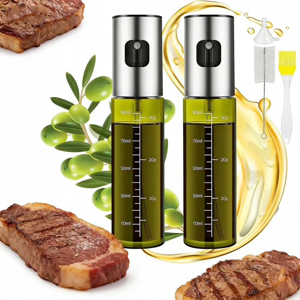 2DB Olajszóró Üveg Adagoló Spray Porlasztó 100ML