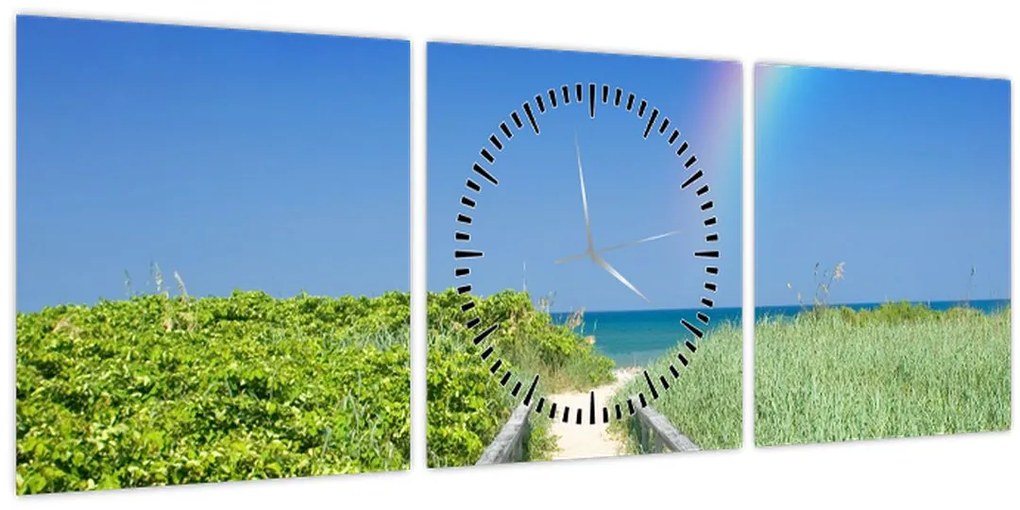 Kép - Tájkép és a szivárvány (órával) (90x30 cm)