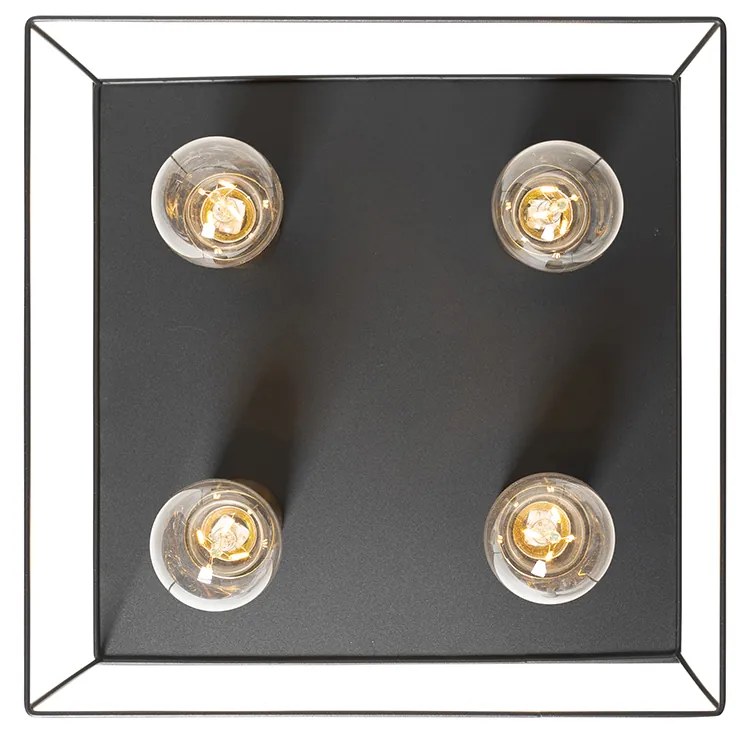 Minimalista mennyezeti lámpa fekete arannyal 4-lámpás négyzet alakú - Kodi