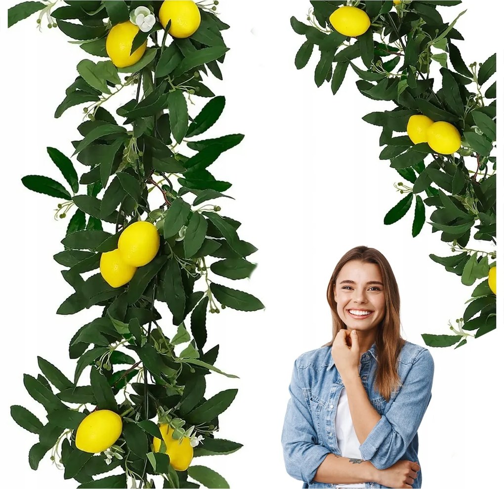 Girlanda Citrom Mesterséges Citrom Kúszónövény Dekoráció Prémium 175 cm