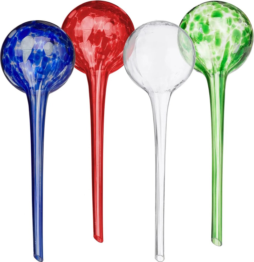 Relaxdays Üveg öntözőgolyók növények öntözéséhez, 4 db