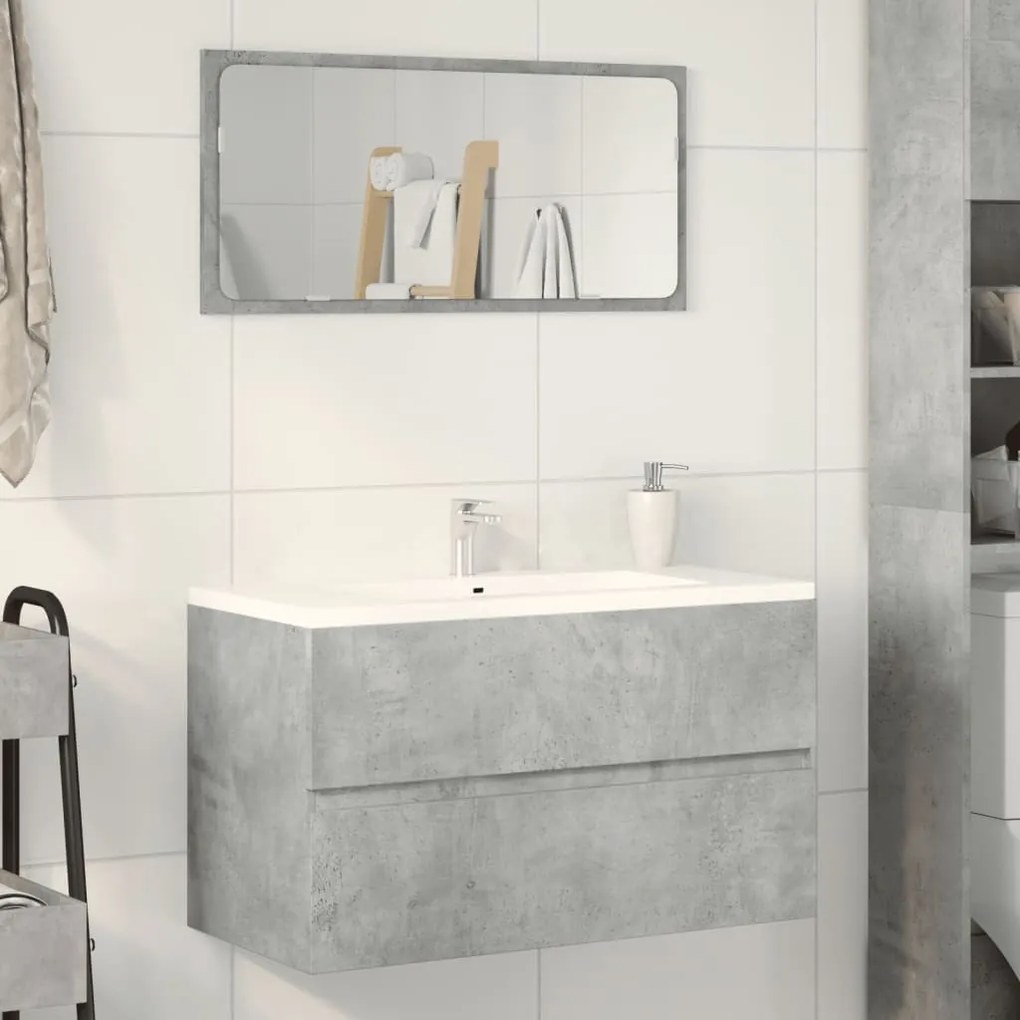 Betonszürke szerelt fa mosdószekrény 90 x 38,5 x 45 cm
