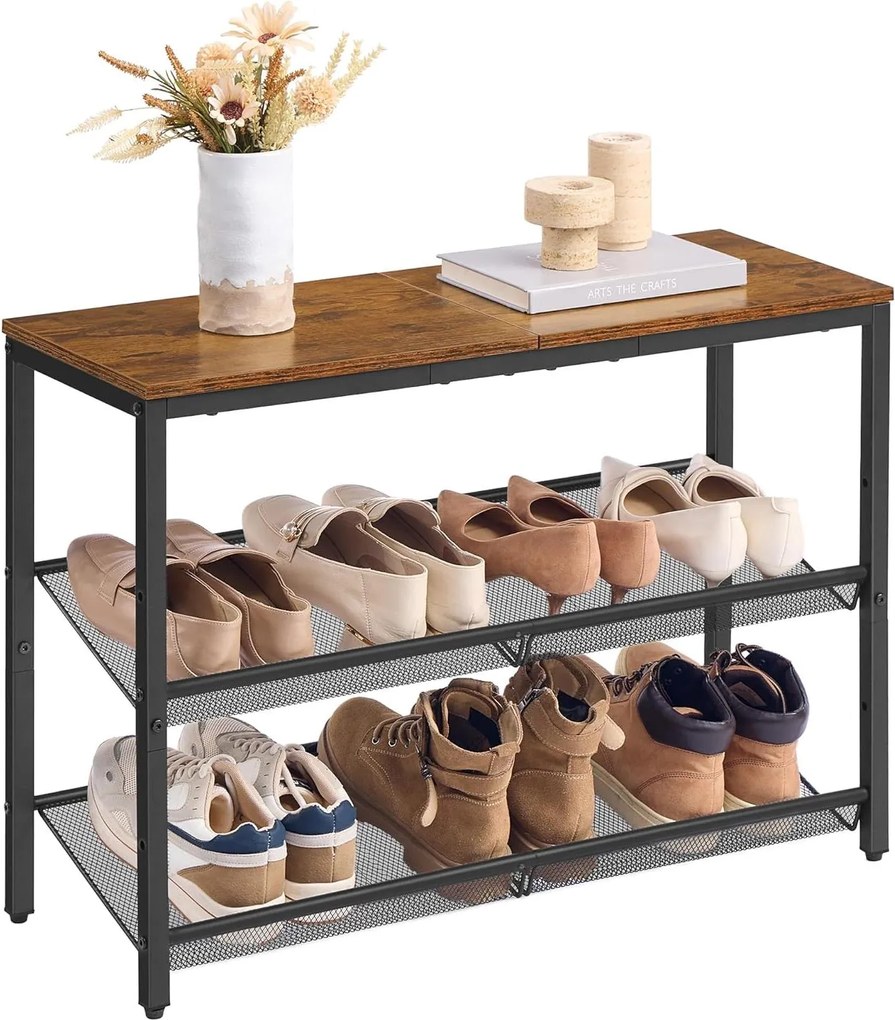 VASAGLE cipőtartó állvány 8x75x53cm, barna–tintafekete