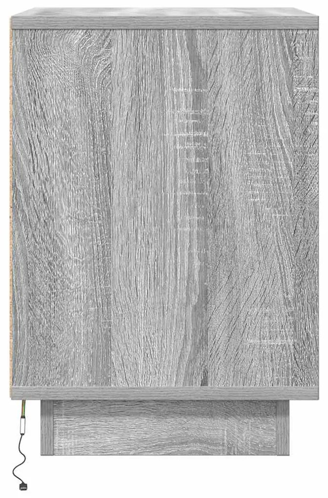 2 db szürke sonoma éjjeliszekrények LED világítással 38x34x50cm