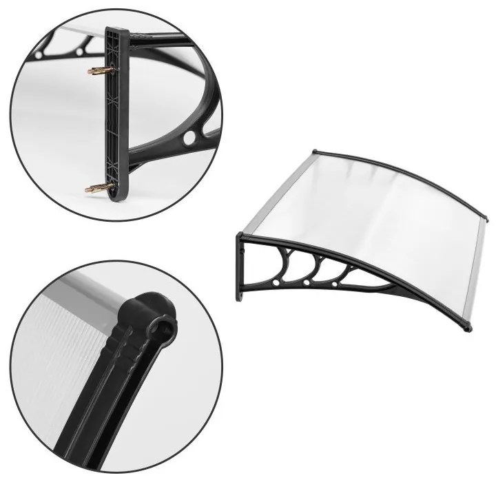 Tető a bejárati ajtó felett - polikarbonát Szélesség: 80 cm | Hossza: 100 cm