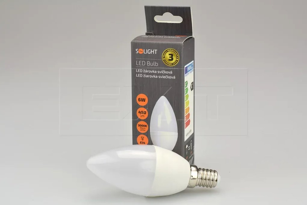 LED izzó Solight WZ409-1, gyertya, 6W, E14, 3000K, 510lm