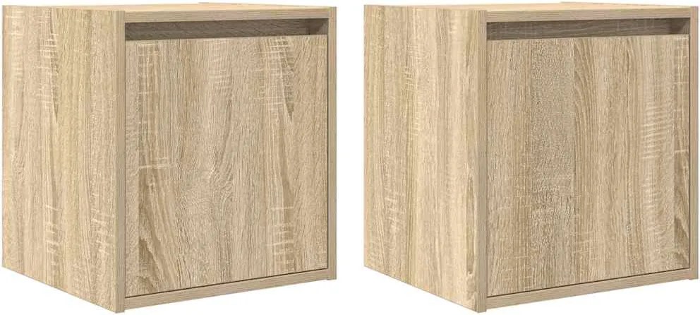 vidaXL 2 db sonoma tölgy falra szerelhető éjjeliszekrény 38x34x40 cm