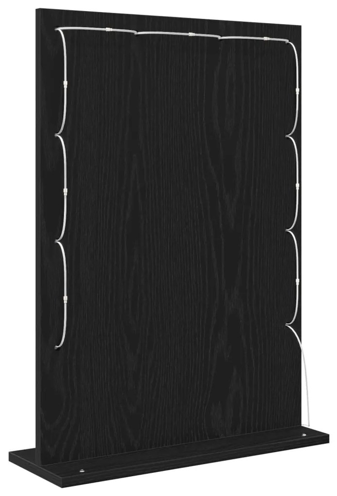 LED világításos tükör fekete tölgy 70x50x18 cm