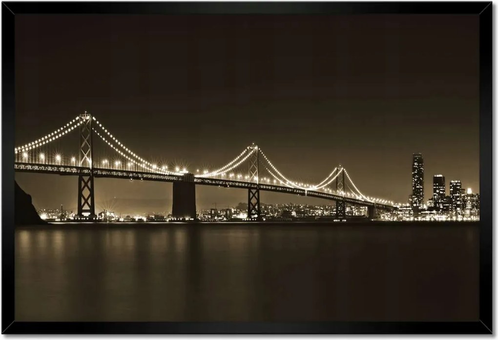 Poszterek keretben 60x40 Híd az éjszakában szépia