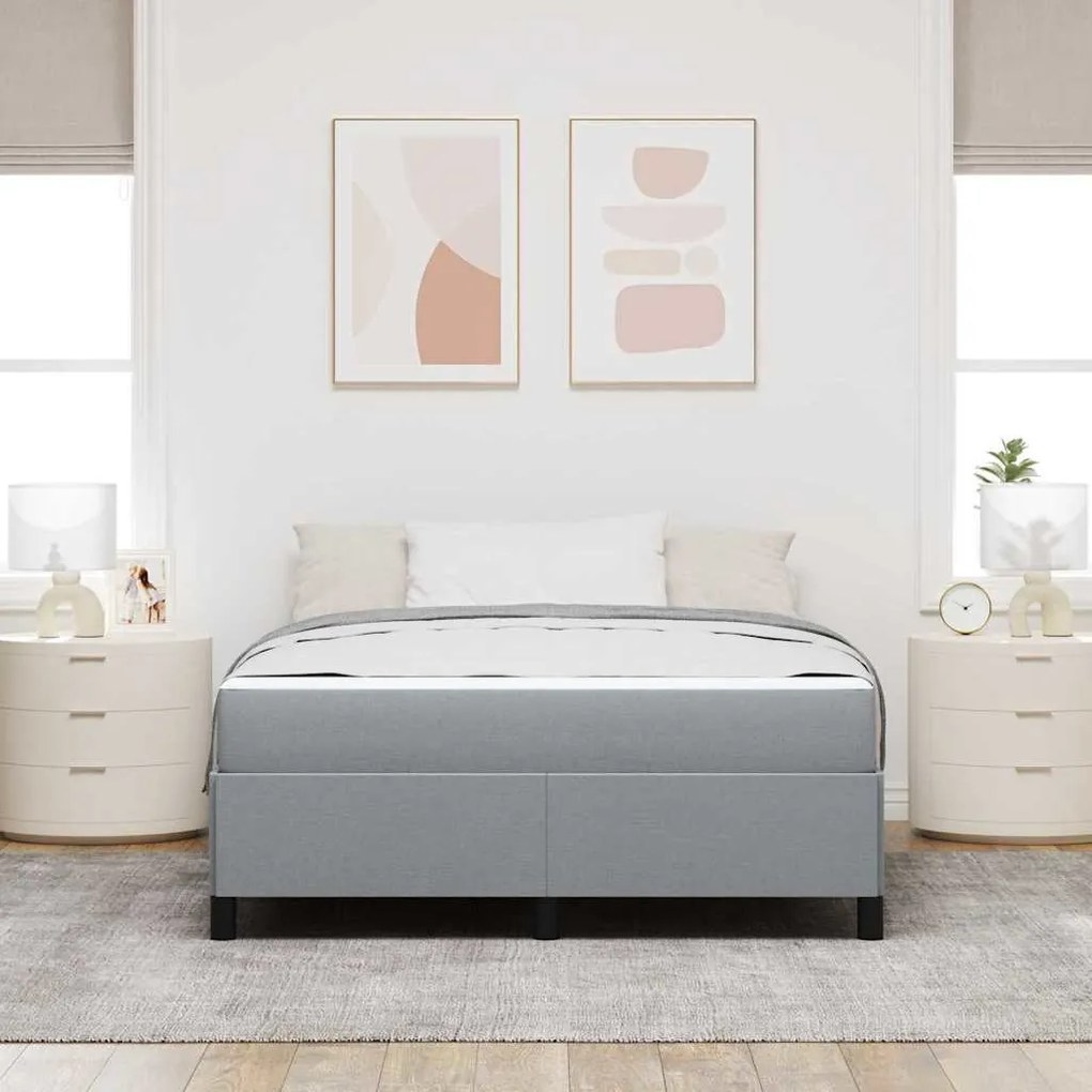 Boxrugós ágy Világosszürke és fekete 140 x 200 cm