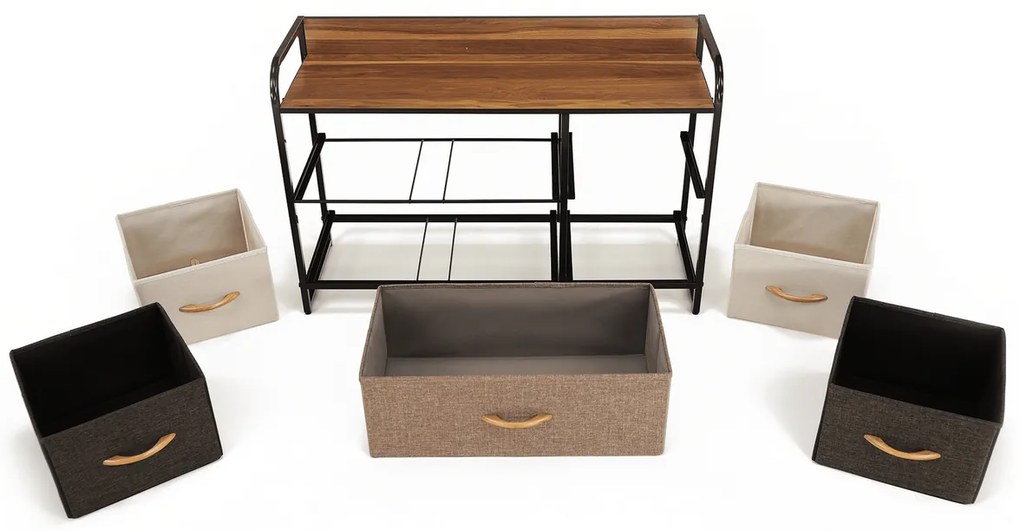 HAZEL TYP 4 szekrény szövet fiókokkal, barna, S