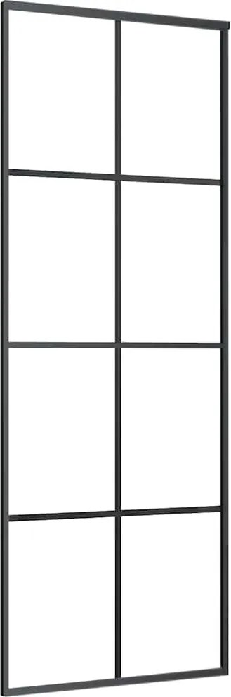 vidaXL fekete ESG üveg és alumínium tolóajtó 76 x 205 cm