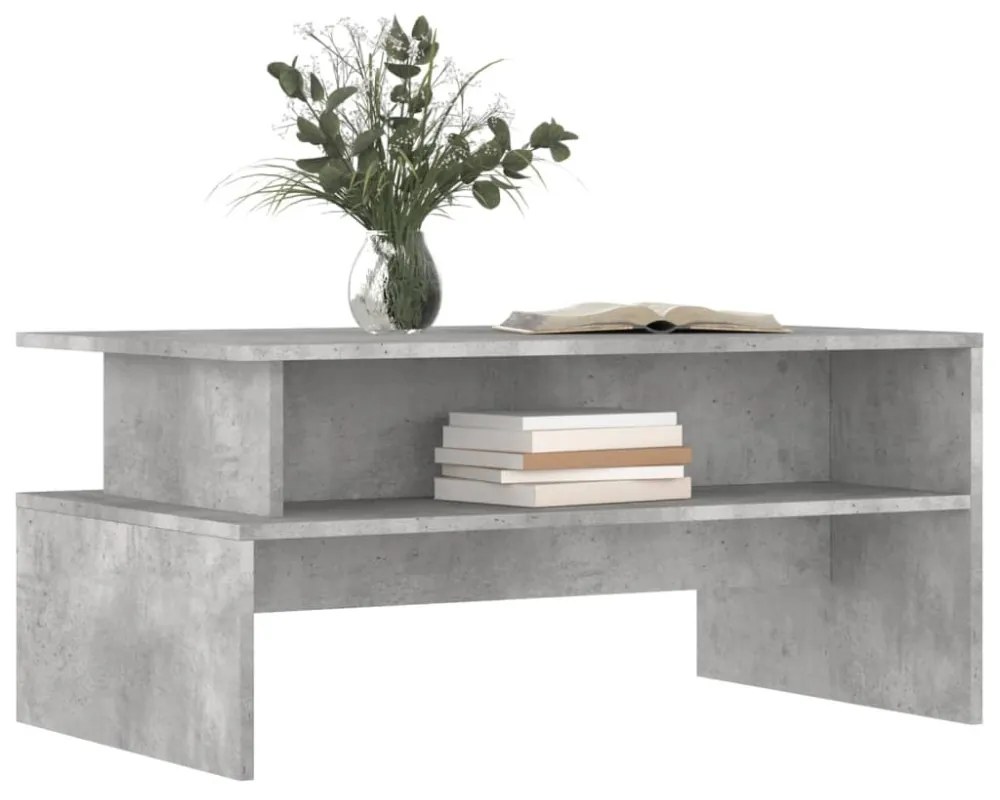 betonszürke szerelt fa dohányzóasztal 90 x 55 x 42,5 cm