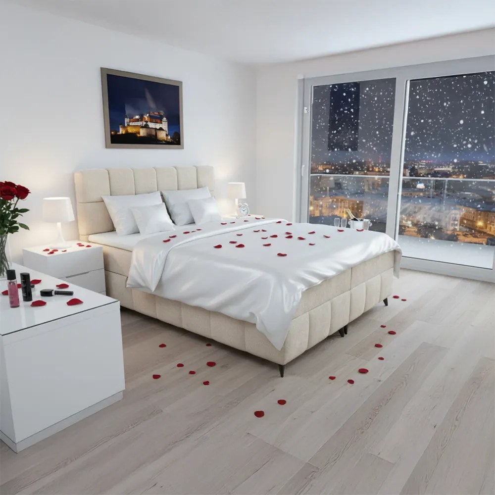 Boxspring ágy, 180x200, bézs, ALMA