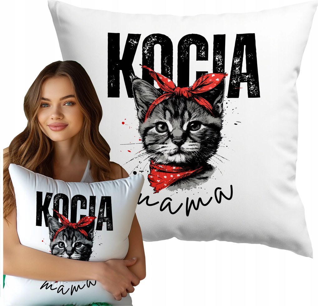 Anyák Napi Párna Ajándék Cica Anya Mintás Fehér 40