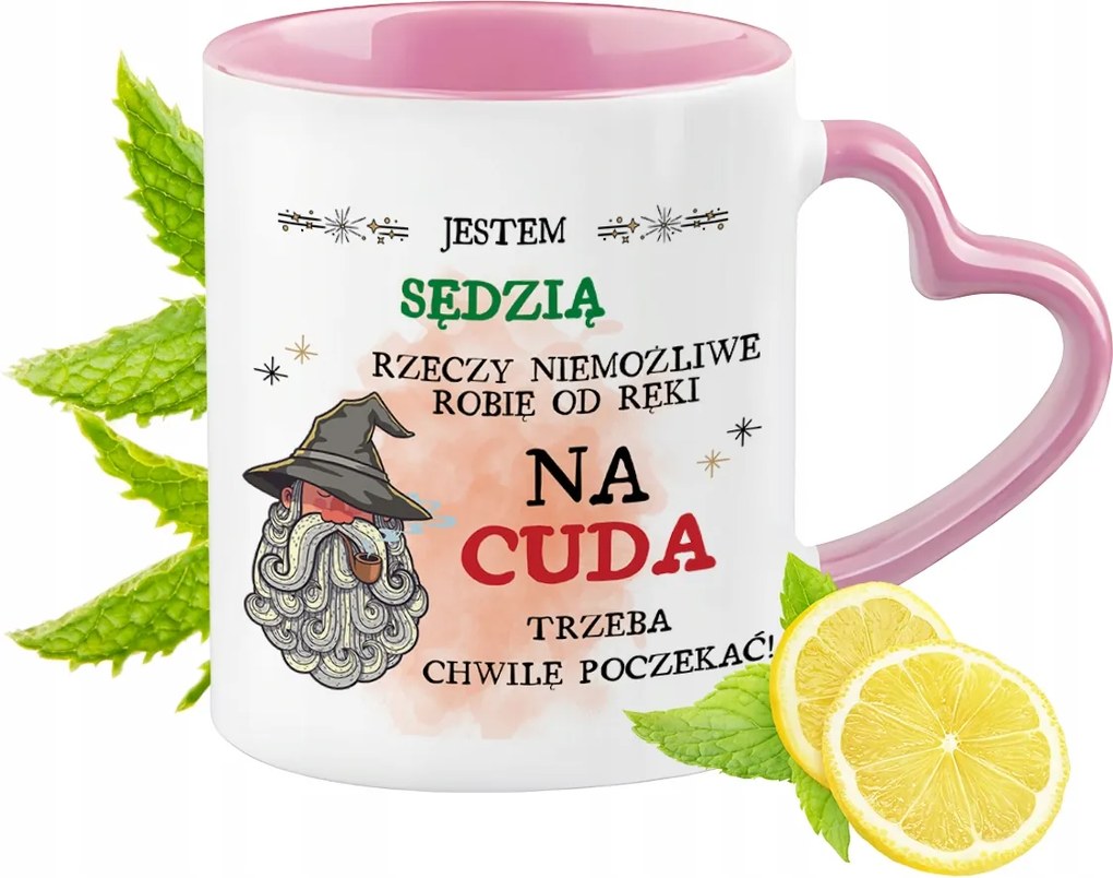 Bíró bögre Rózsaszín, szív alakú füllel Kávé ajándék