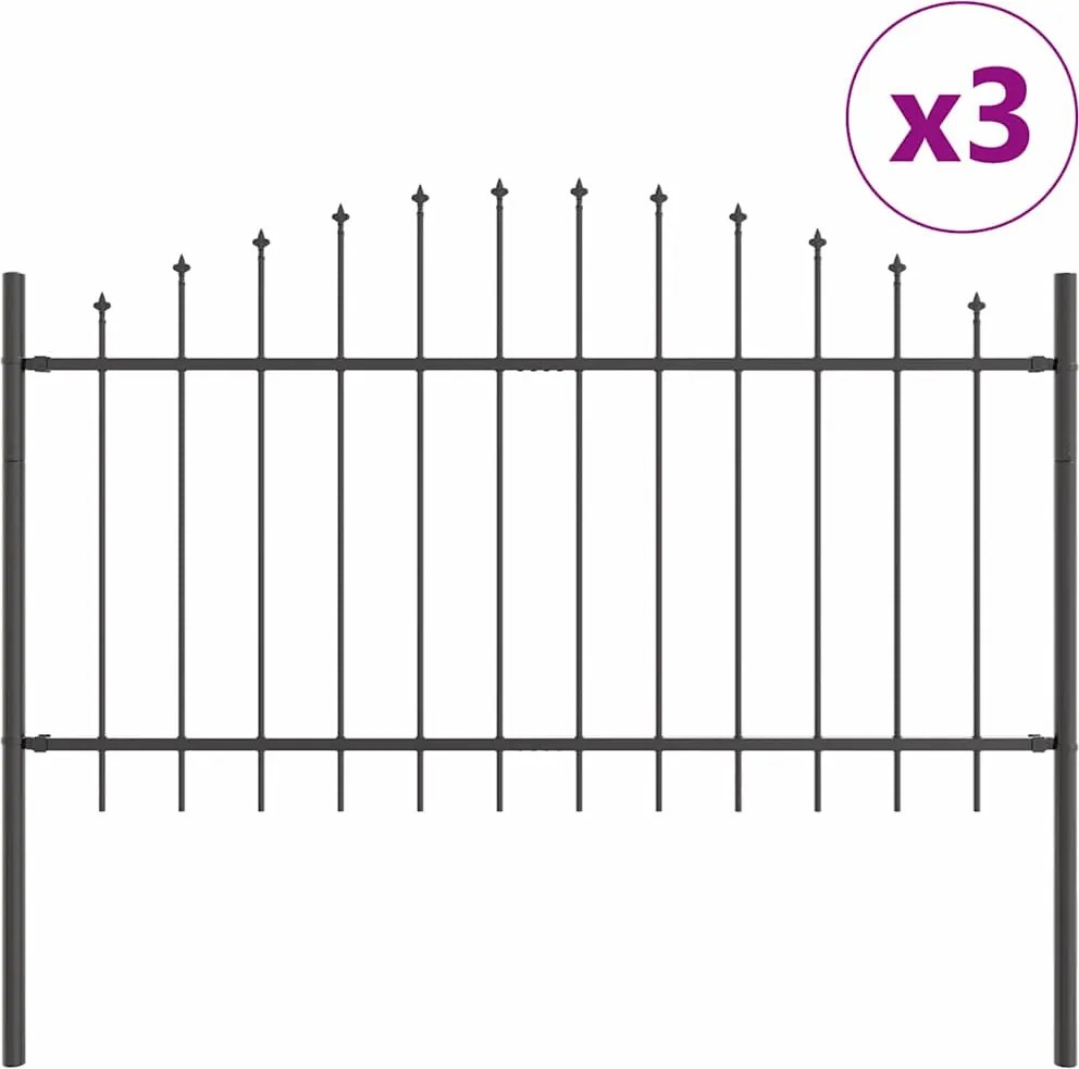 vidaXL Kerti Kerítés 3 pcs Szürke 170 x 140 cm Porszórt acél