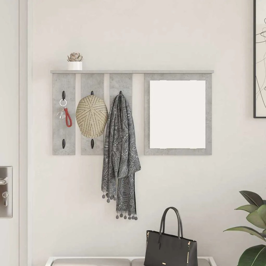 Fali Kabáthorog polcokkal Beton szürke 85 x 10 x 45 cm Faanyag
