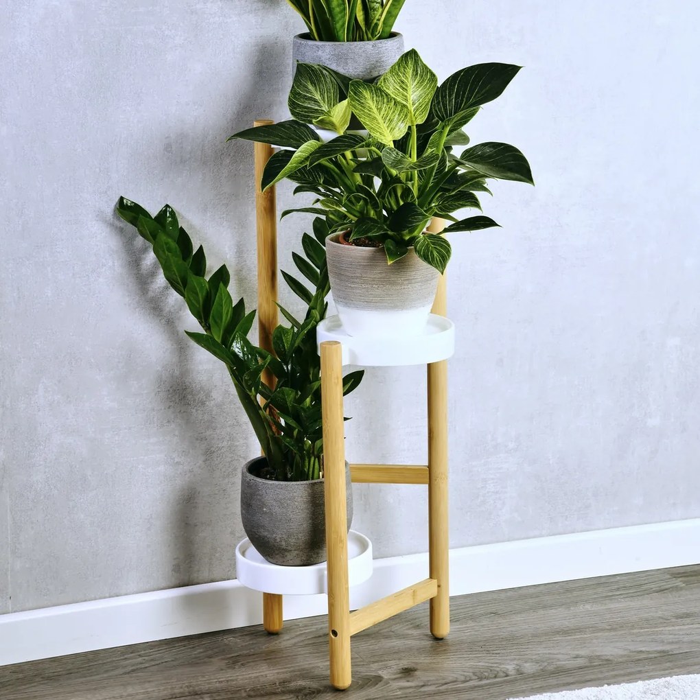 Kesper 17275 Bambusz virágállvány 28 x 34 x 70 cm, 3 emelet