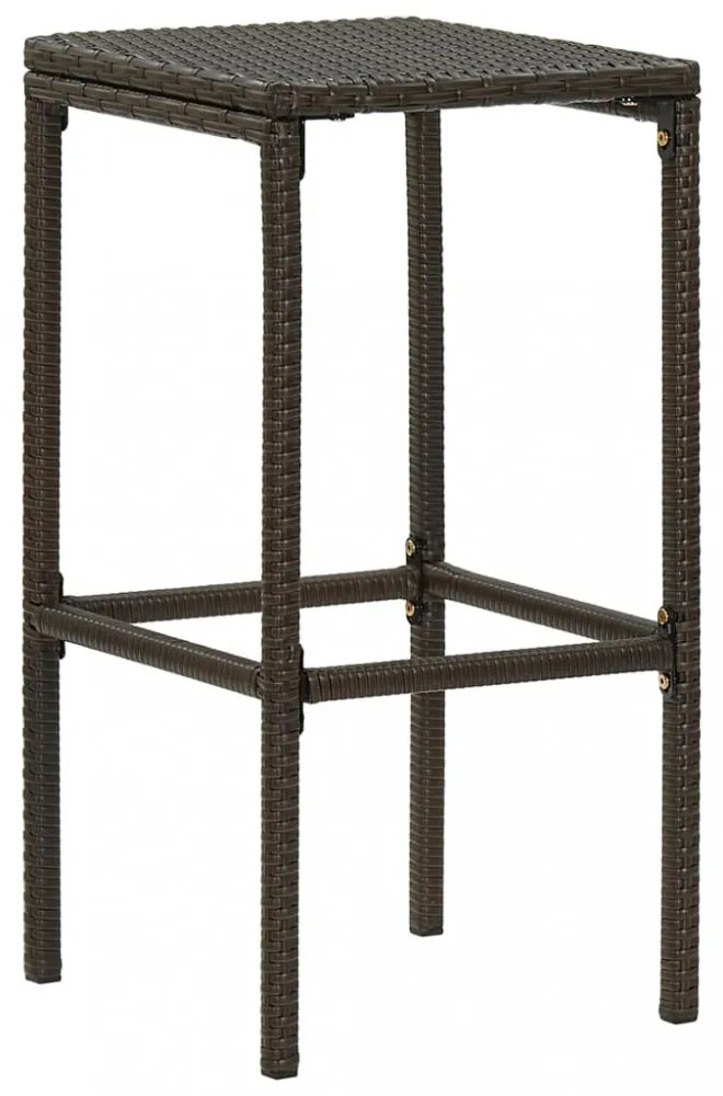 3 db barna polyrattan bárszék párnával