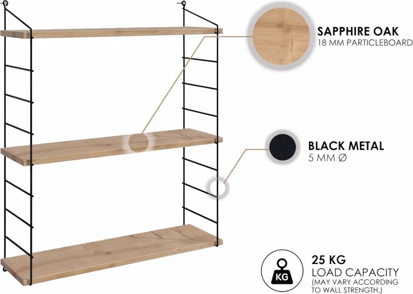 Armoni fali polc, tölgy, 72 cm – TR775DCM1686