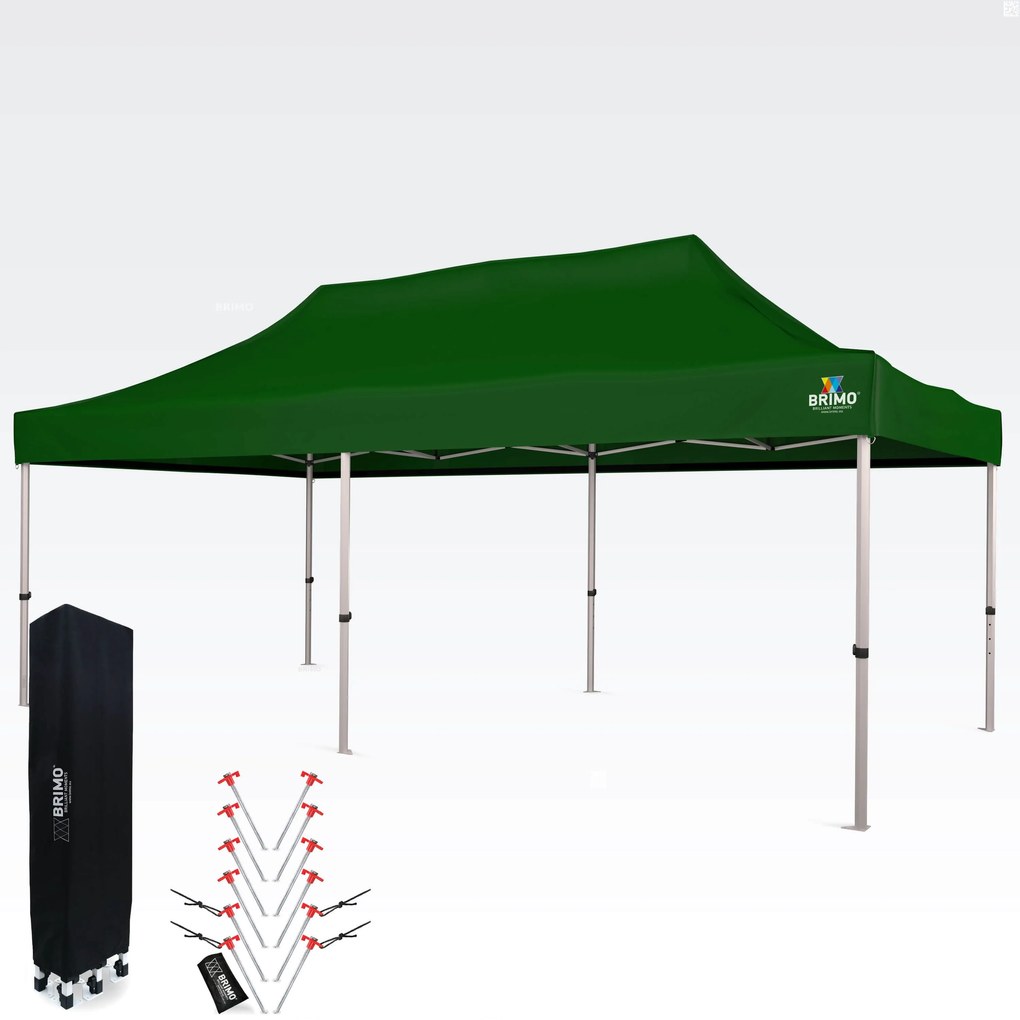 Ollószerkezetes sátor 3x6 m ALU falak nélkül - alumínium váz, vízálló - falak nélkül - Zöld