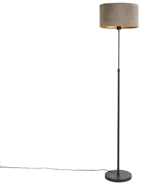 Állólámpa fekete, taupe bársony árnyékolóval, aranyozott, 35 cm - Parte
