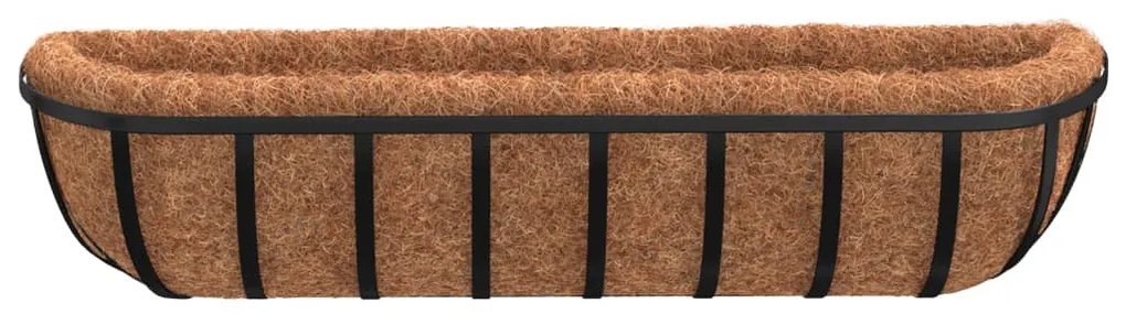 2 db fekete acél fali növénytartó kókusz béléssel 91x20x23 cm