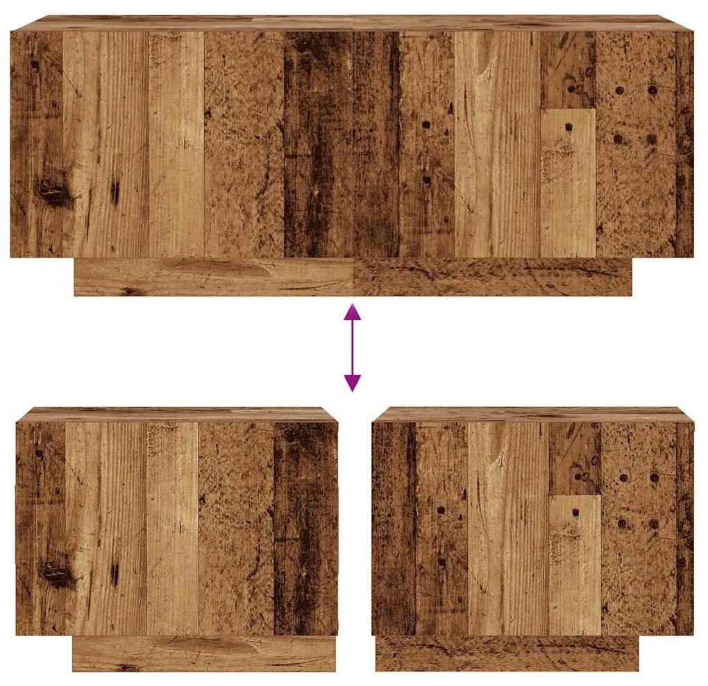 antik fa színű szerelt fa éjjeliszekrény 100 x 35 x 40 cm