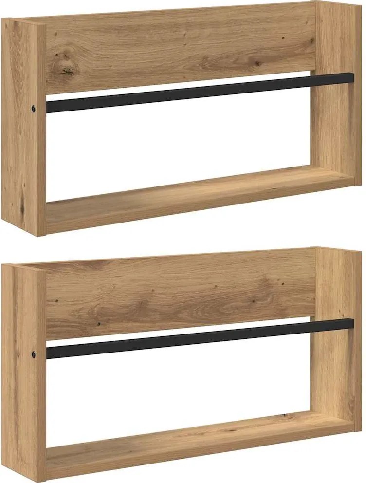 vidaXL Magazin állvány 2 pcs Artisan tölgy 60 x 12 x 30 cm Faanyag