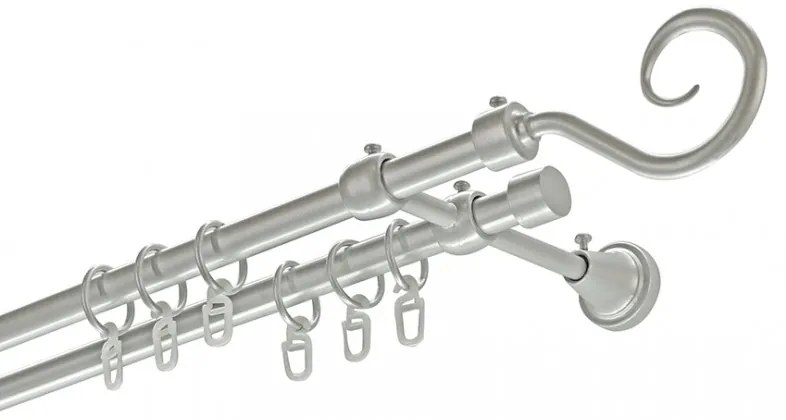 Siera horog kétsoros fém karnis szett ezüst 180 cm