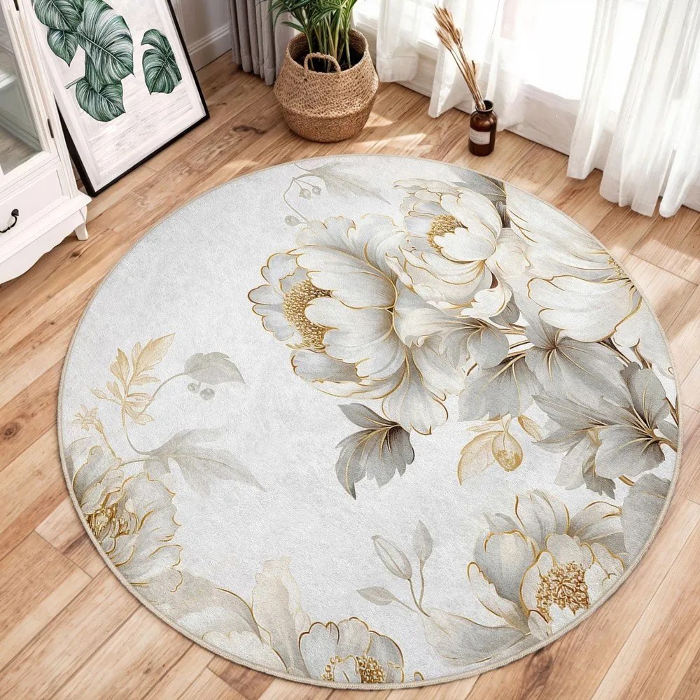 Világosszürke-bézs mosható kerek szőnyeg ø 80 cm Soft and Gentle – Mila Home