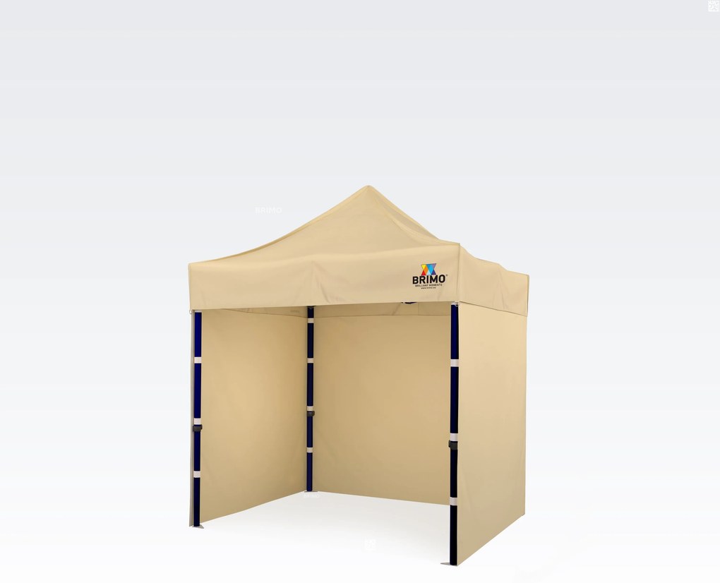 Párty sátor 2x2m 3 falakkal: Ollós acél menedék a kertbe - plusz 3 oldalfal - Bézs
