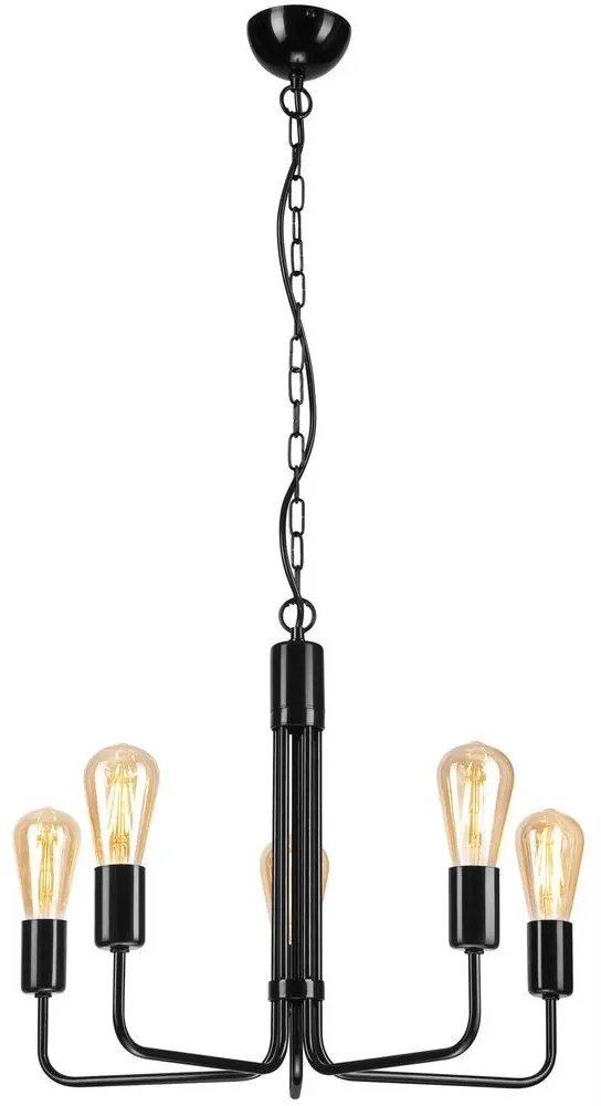 Csillár láncon TIFFANY 5xE27/60W/230V fekete