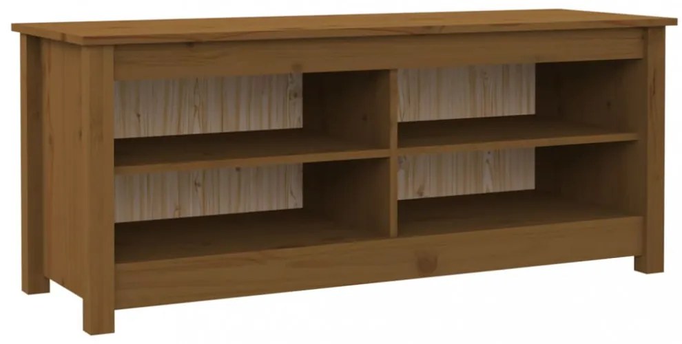 mézbarna tömör fenyőfa cipőtároló pad 110 x 38 x 45,5 cm