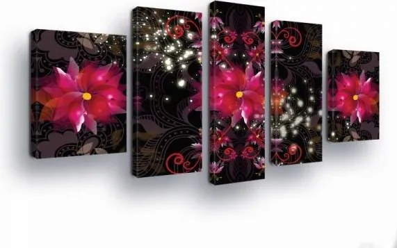 Vászonkép 170x100 Virágok absztrakt minták csillogás szikra sötét háttér elegancia