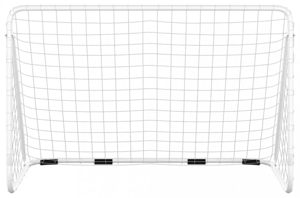 Fehér acél focikapu hálóval 180 x 90 x 120 cm