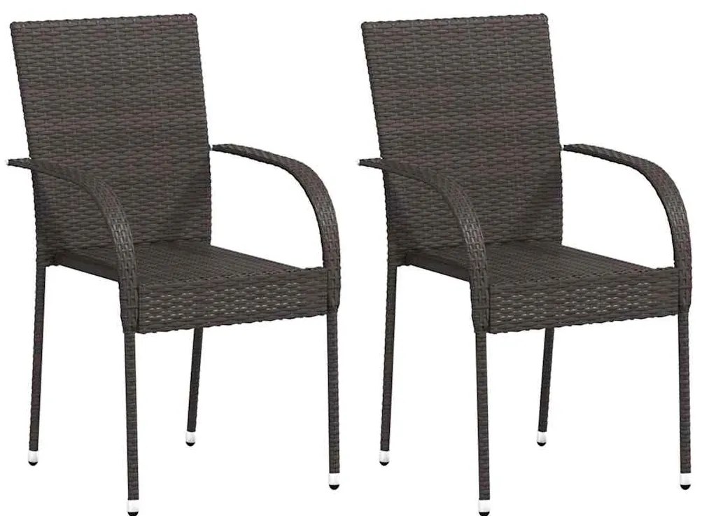 vidaXL 2 db barna polyrattan rakásolható kültéri szék