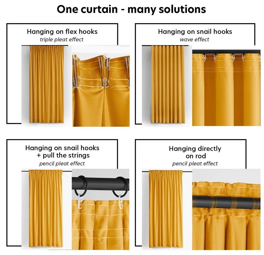 Mustársárga bársony dimout (részleges sötétítő) függöny 140x270 cm Velto – Filumi