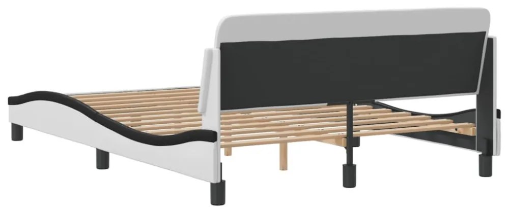 fehér és fekete műbőr ágykeret Dover 140 x 190 cm