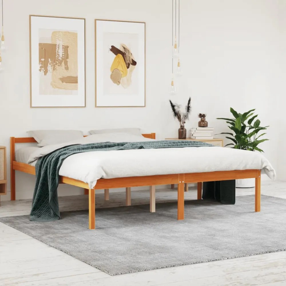 viaszbarna tömör fenyőfa időseknek való ágy 150 x 200 cm